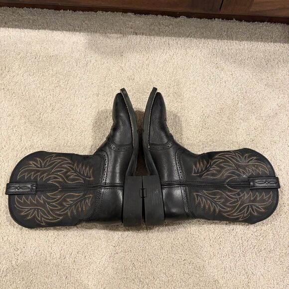 EUC ARIAT SPORT WIDE SQUARE TOE COWBOY BOOTS Men Leather Sz 8D EU 41 Black - Picture 7 of 11